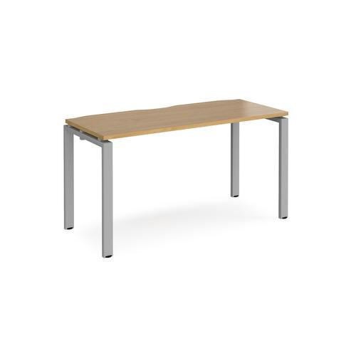 Rectangular Single Desk Oak Wood Straight Legs Silver Adapt II 1400 x 600 x 725mm