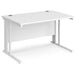 Rectangular Straight Desk White Wood Cable Managed Legs White Maestro 25 1200 x 800 x 725mm