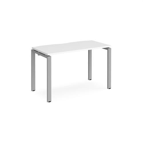 Rectangular Single Desk White Wood Straight Legs Silver Adapt II 1200 x 600 x 725mm