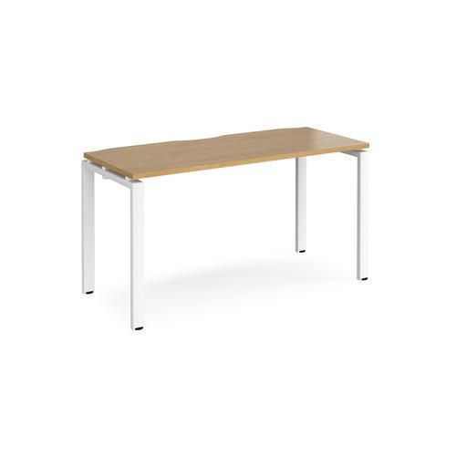 Rectangular Single Desk Oak Wood Straight Legs White Adapt II 1400 x 600 x 725mm