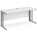 Rectangular Straight Desk White Wood Cable Managed Legs Silver Maestro 25 1600 x 600 x 725mm