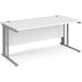 Rectangular Straight Desk White Wood Cable Managed Legs Silver Maestro 25 1600 x 800 x 725mm