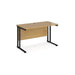 Rectangular Straight Desk Oak Wood Cantilever Legs Black Maestro 25 1200 x 600 x 725mm