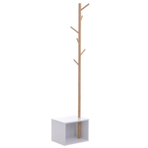 HOMCOM Coat Hanger 831-224 Bamboo, MDF Brown, White 300 mm x 400 mm x 1800 mm