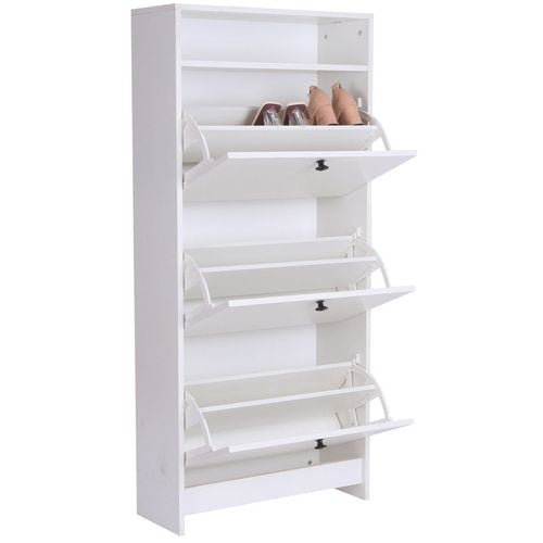 HOMCOM Shoe Cabinet 833-415WT Metal, Particle Board, Plastic White 240 mm x 600 mm x 1320 mm