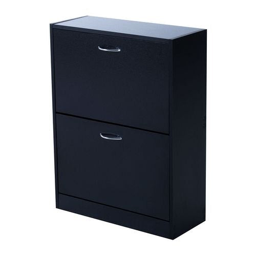 HOMCOM Shoe Cabinet 833-170BK Metal, Particle Board Black, White 600 mm x 240 mm x 800 mm