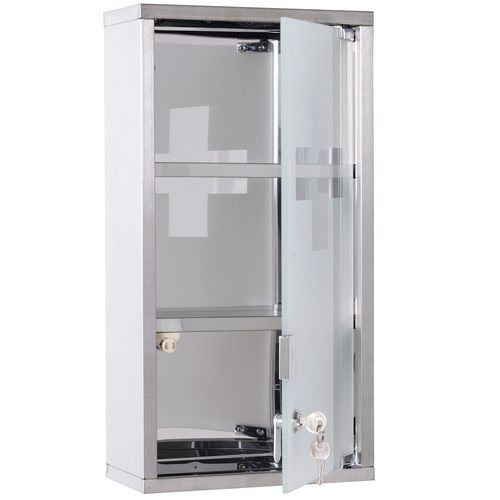 HOMCOM Medicine Cabinet 02-0546 Stainless Steel Silver 250 mm x 120 mm x 480 mm