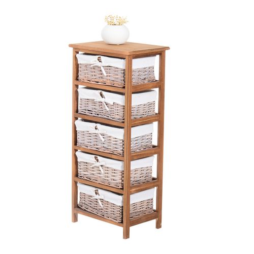 HOMCOM Drawer Unit 850-008 Wicker, Wood Beige 290 mm x 400 mm x 900 mm