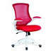 Nautilus Designs Ltd. Designer Medium Back Mesh Chair with White Shell and Folding Arms Red