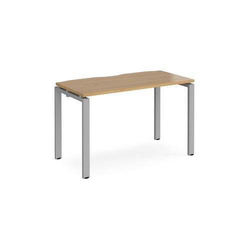 Rectangular Single Desk Oak Wood Straight Legs Silver Adapt II 1200 x 600 x 725mm