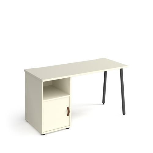 Rectangular A-frame Desk White, White Door Wood/Metal A-frame Legs Charcoal Sparta 1400 x 600 x 730mm