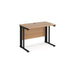 Rectangular Straight Desk Beech Wood Cable Managed Legs Black Maestro 25 1000 x 600 x 725mm