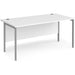 Rectangular Straight Desk White Wood H-Frame Legs Silver Maestro 25 1600 x 800 x 725mm