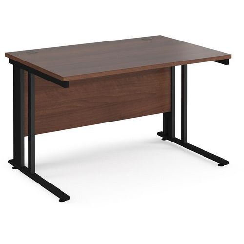 Rectangular Straight Desk Walnut Wood Cable Managed Legs Black Maestro 25 1200 x 800 x 725mm