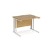 Rectangular Straight Desk Oak Wood Cable Managed Legs White Maestro 25 1000 x 800 x 725mm