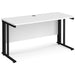 Rectangular Straight Desk White Wood Cable Managed Legs Black Maestro 25 1400 x 600 x 725mm