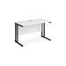 Rectangular Straight Desk White Wood Cantilever Legs Black Maestro 25 1200 x 600 x 725mm