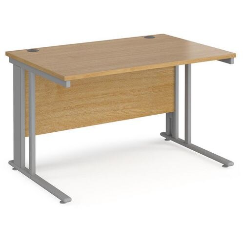 Rectangular Straight Desk Oak Wood Cantilever Legs Silver Maestro 25 1200 x 800 x 725mm