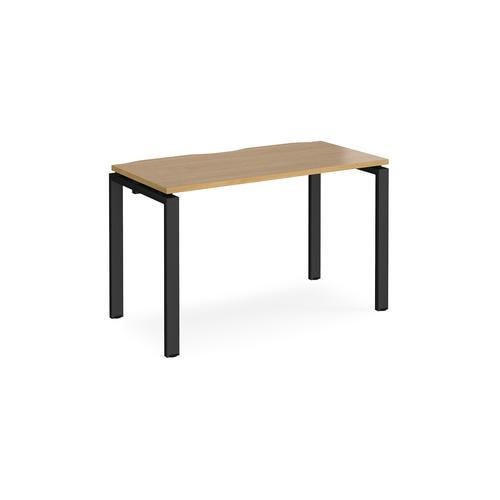 Rectangular Single Desk Oak Wood Straight Legs Black Adapt II 1200 x 600 x 725mm