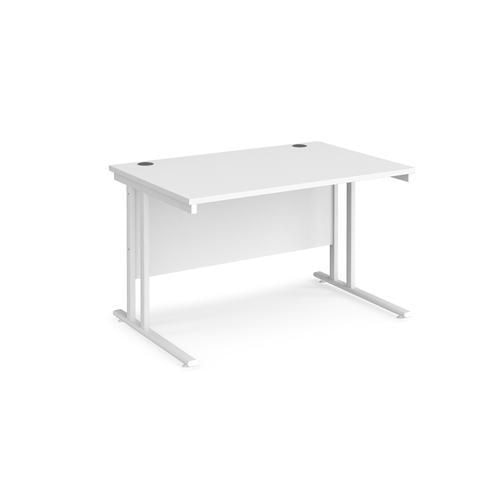 Rectangular Straight Desk with Cantilever Legs White Wood White Maestro 25 1200 x 800 x 725mm