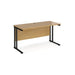 Rectangular Straight Desk Oak Wood Cantilever Legs Black Maestro 25 1400 x 600 x 725mm