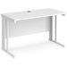 Rectangular Straight Desk White Wood Cable Managed Legs White Maestro 25 1200 x 600 x 725mm