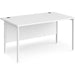 Rectangular Straight Desk White Wood H-Frame Legs White Maestro 25 1400 x 800 x 725mm