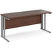 Rectangular Straight Desk Walnut Wood Cable Managed Legs Silver Maestro 25 1600 x 600 x 725mm