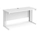 Rectangular Straight Desk White Wood Cable Managed Legs White Maestro 25 1400 x 600 x 725mm