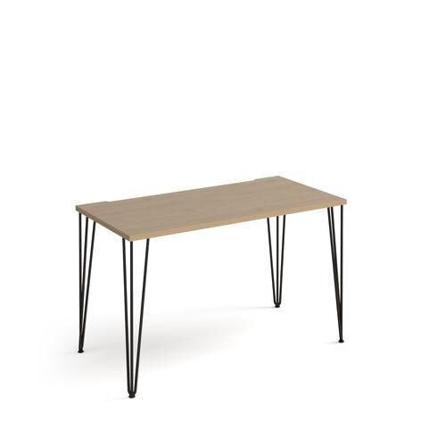 Rectangular Hairpin Desk Kendal Oak Wood/Metal Hairpin Legs Black Tikal 1200 x 600 x 730mm