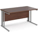 Rectangular Straight Desk Walnut Wood Cable Managed Legs Silver Maestro 25 1400 x 800 x 725mm