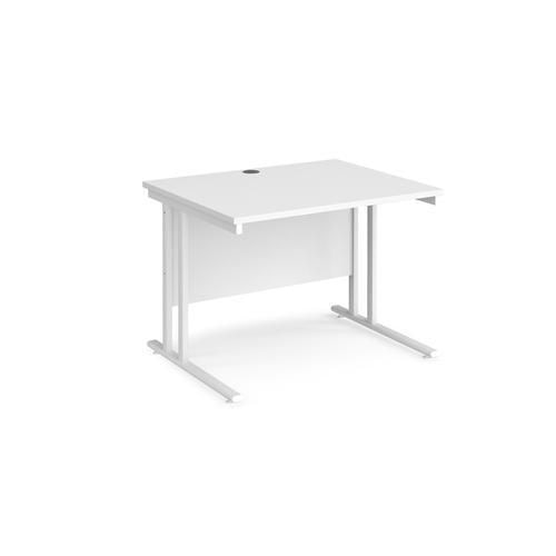 Rectangular Straight Desk White Wood Cantilever Legs White Maestro 25 1000 x 800 x 725mm