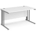 Rectangular Straight Desk White Wood Cable Managed Legs Silver Maestro 25 1400 x 800 x 725mm