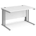 Rectangular Straight Desk White Wood Cable Managed Legs Silver Maestro 25 1200 x 800 x 725mm