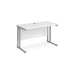 Rectangular Straight Desk White Wood Cantilever Legs Silver Maestro 25 1200 x 600 x 725mm