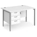 Rectangular Straight Desk White Wood H-Frame Legs Silver Maestro 25 1200 x 800 x 725mm 3 Drawer Pedestal