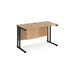 Rectangular Straight Desk with Cantilever Legs Beech Wood Black Maestro 25 1200 x 600 x 725mm 2 Drawer Pedestal