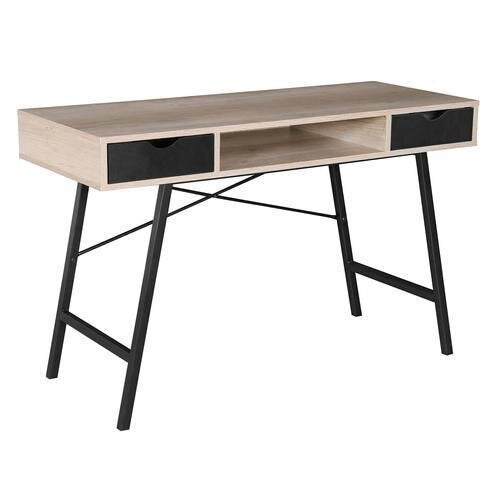 Rectangular Home Workstation Country Oak Wood Black Coba 1200 x 480 x 760mm