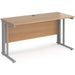 Rectangular Straight Desk Beech Wood Cable Managed Legs Silver Maestro 25 1400 x 600 x 725mm