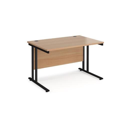 Rectangular Straight Desk with Cantilever Legs Beech Wood Black Maestro 25 1200 x 800 x 725mm