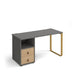 Rectangular Sleigh Frame Desk Onyx Grey Wood/Metal Sleigh Legs Brass Cairo 1400 x 600 x 730mm 2 Drawer Pedestal