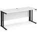 Rectangular Straight Desk White Wood Cable Managed Legs Black Maestro 25 1600 x 600 x 725mm