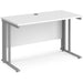 Rectangular Straight Desk White Wood Cable Managed Legs Silver Maestro 25 1200 x 600 x 725mm