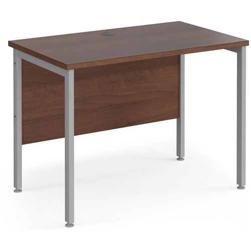 Rectangular Straight Desk Walnut Wood H-Frame Legs Silver Maestro 25 1000 x 600 x 725mm