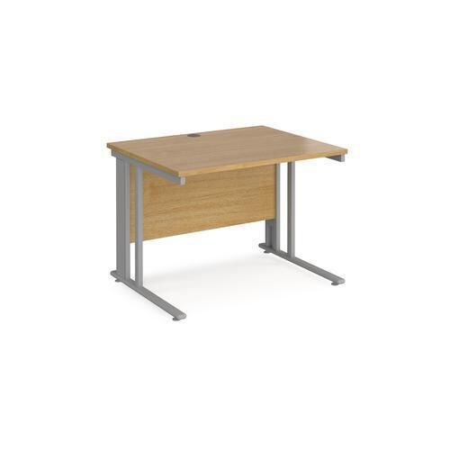 Rectangular Straight Desk Oak Wood Cantilever Legs Silver Maestro 25 1000 x 800 x 725mm