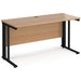 Rectangular Straight Desk Beech Wood Cable Managed Legs Black Maestro 25 1400 x 600 x 725mm