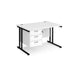 Rectangular Straight Desk with 3 Drawer Pedestal White Wood Cantilever Legs Black Maestro 25 1200 x 800 x 725mm