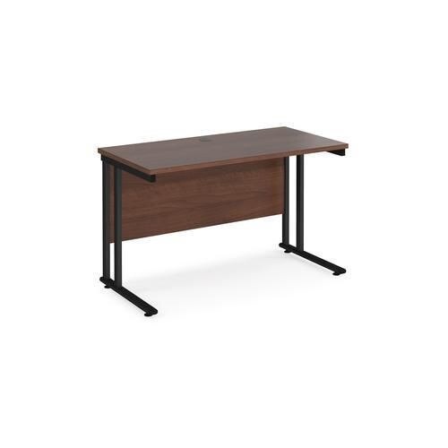 Rectangular Straight Desk Walnut Top Black Cantilever Legs Maestro 25 1200 x 600 x 725mm