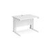 Rectangular Straight Desk White Wood Cable Managed Legs White Maestro 25 1000 x 800 x 725mm