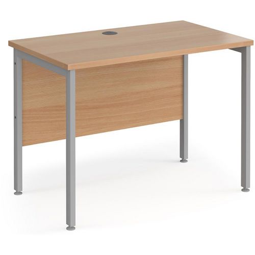 Rectangular Straight Desk Beech Wood H-Frame Legs Silver Maestro 25 1000 x 600 x 725mm